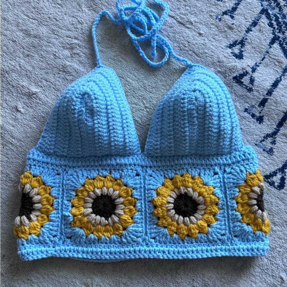 Crochet Sunflower Halter Top